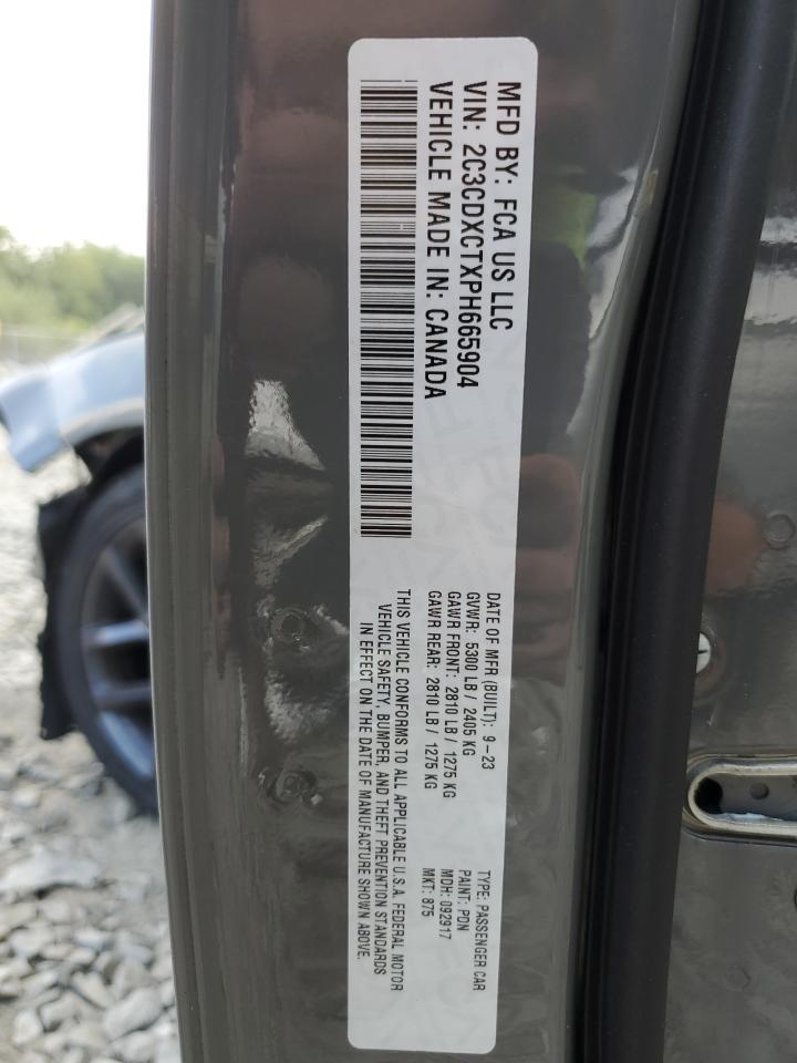 2023 DODGE CHARGER R/T VIN:2C3CDXCTXPH665904