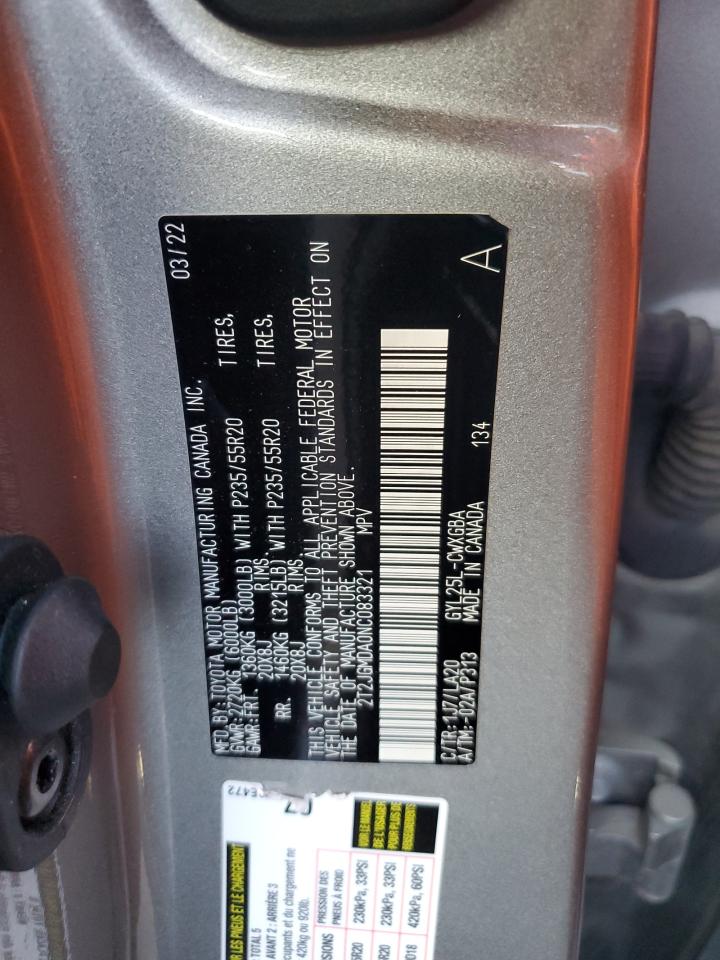 2022 LEXUS RX 450H VIN:2T2JGMDA0NC083321