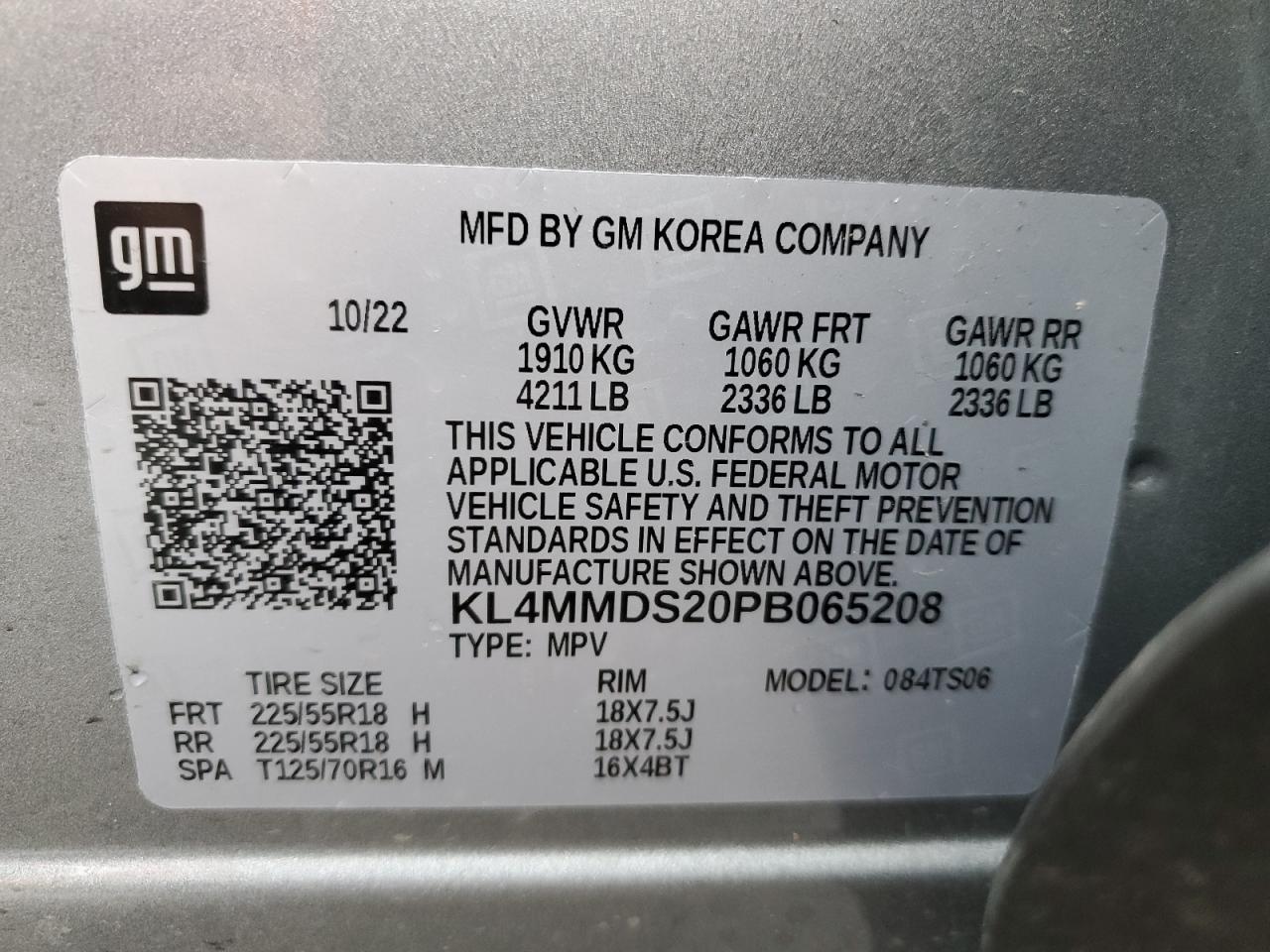 2023 BUICK ENCORE GX SELECT VIN:KL4MMDS20PB065208