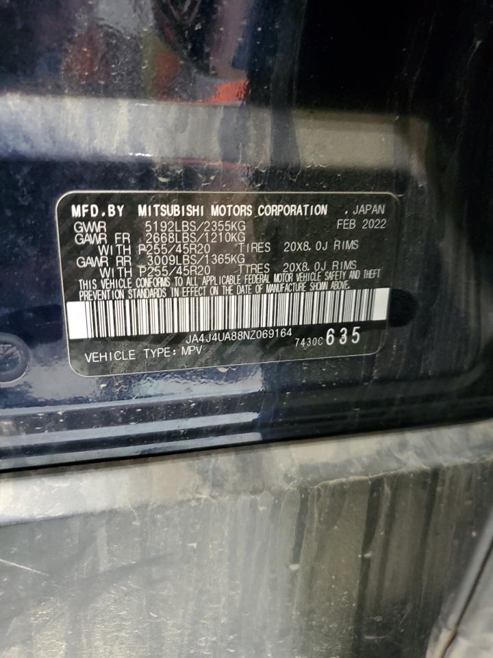 2022 MITSUBISHI OUTLANDER SE VIN:JA4J4UA88NZ069164