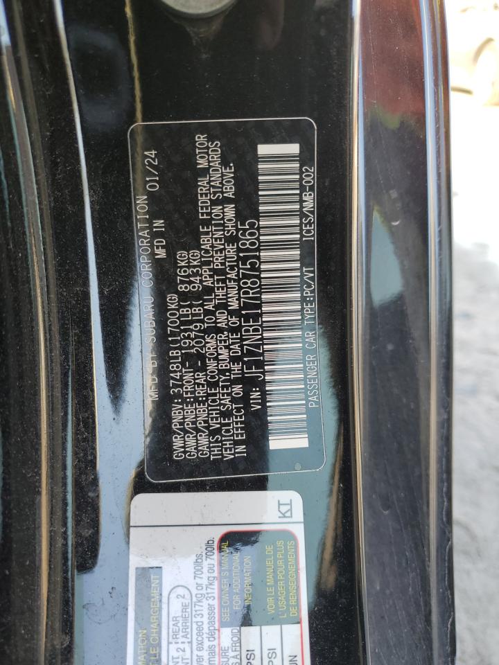 2024 TOYOTA GR 86 PREMIUM VIN:JF1ZNBE17R8751865