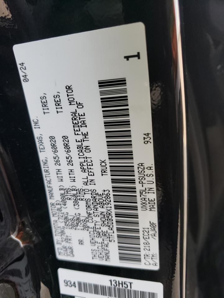 2024 TOYOTA TUNDRA CREWMAX SR VIN:5TFLA5DB5RX192863