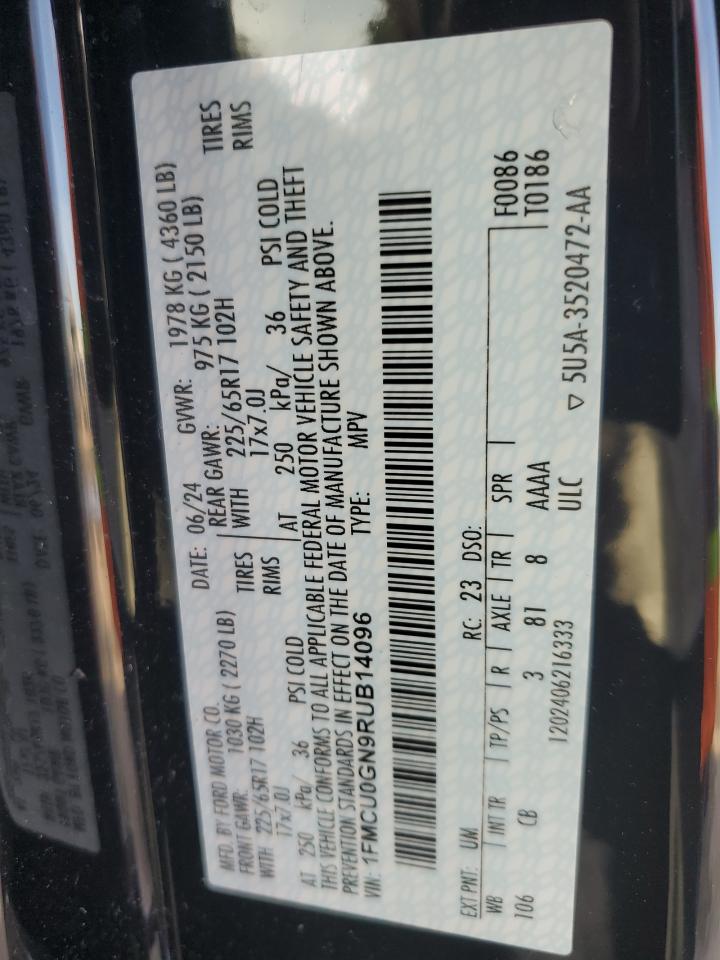 2024 FORD ESCAPE ACTIVE VIN:1FMCU0GN9RUB14096