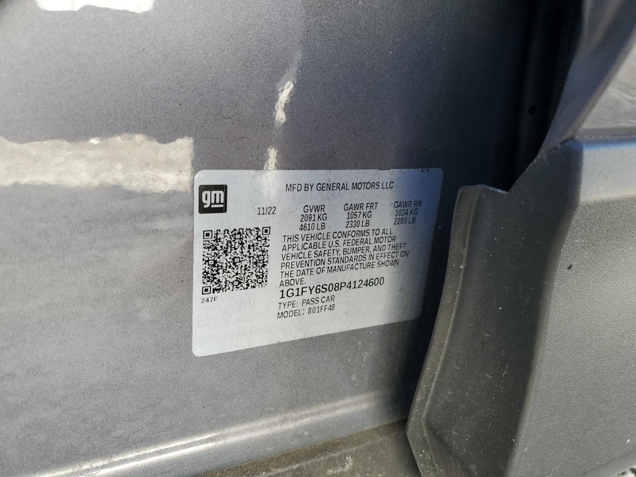 2023 CHEVROLET BOLT EUV LT VIN:1G1FY6S08P4124600