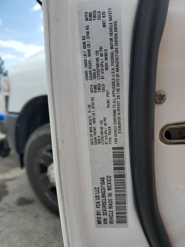 2022 RAM 2500 TRADESMAN VIN:3C6UR5CL9NG371646