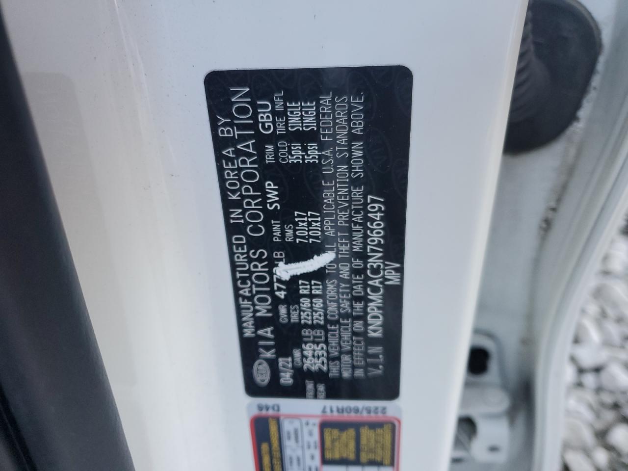 2022 KIA SPORTAGE LX VIN:KNDPMCAC3N7966497