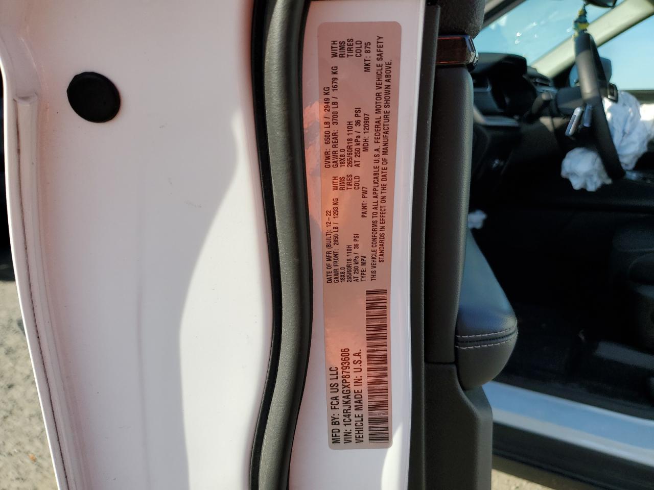 2023 JEEP GRAND CHEROKEE L LAREDO VIN:1C4RJKAGXP8793606