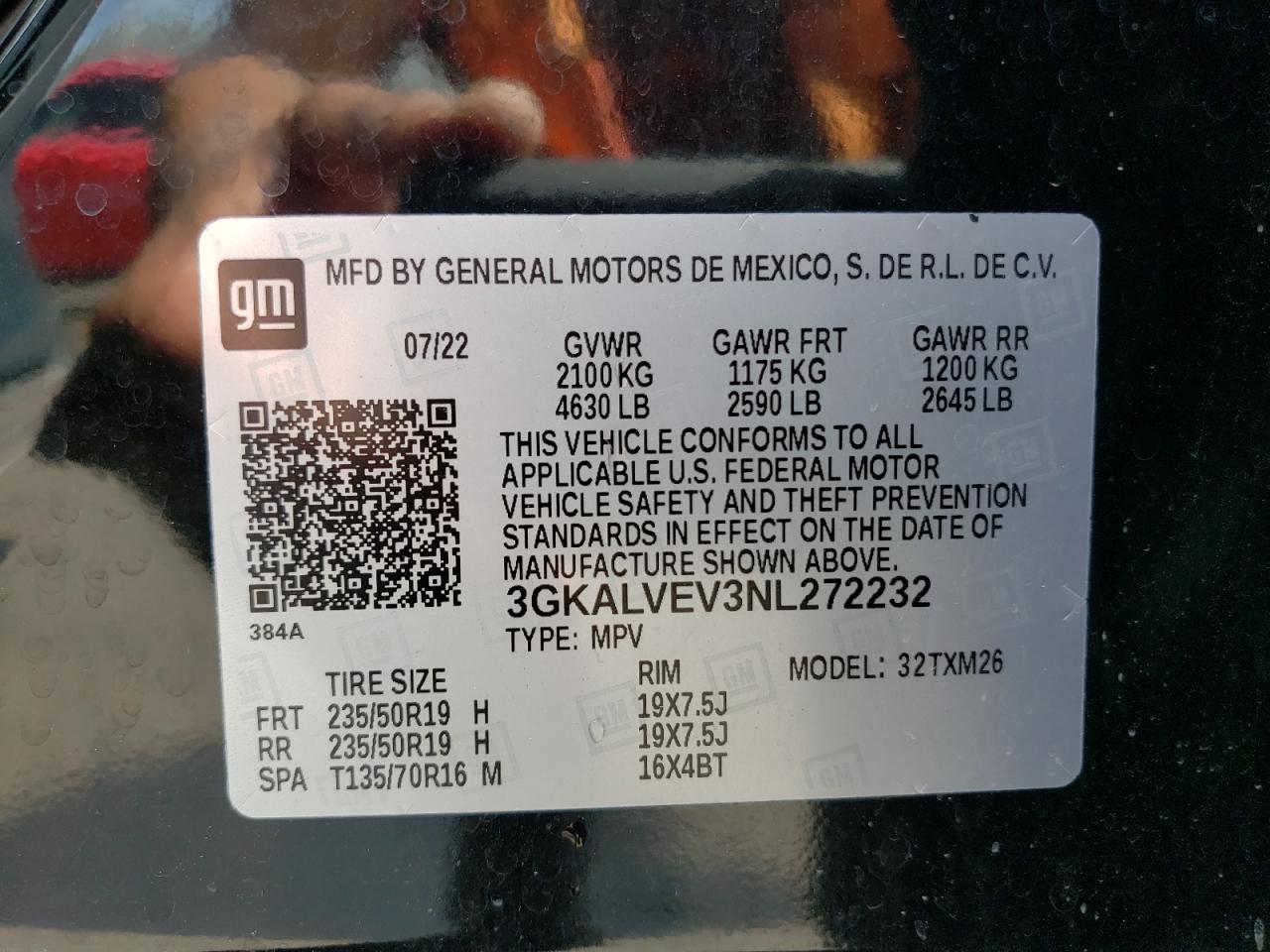 2022 GMC TERRAIN SLT VIN:3GKALVEV3NL272232