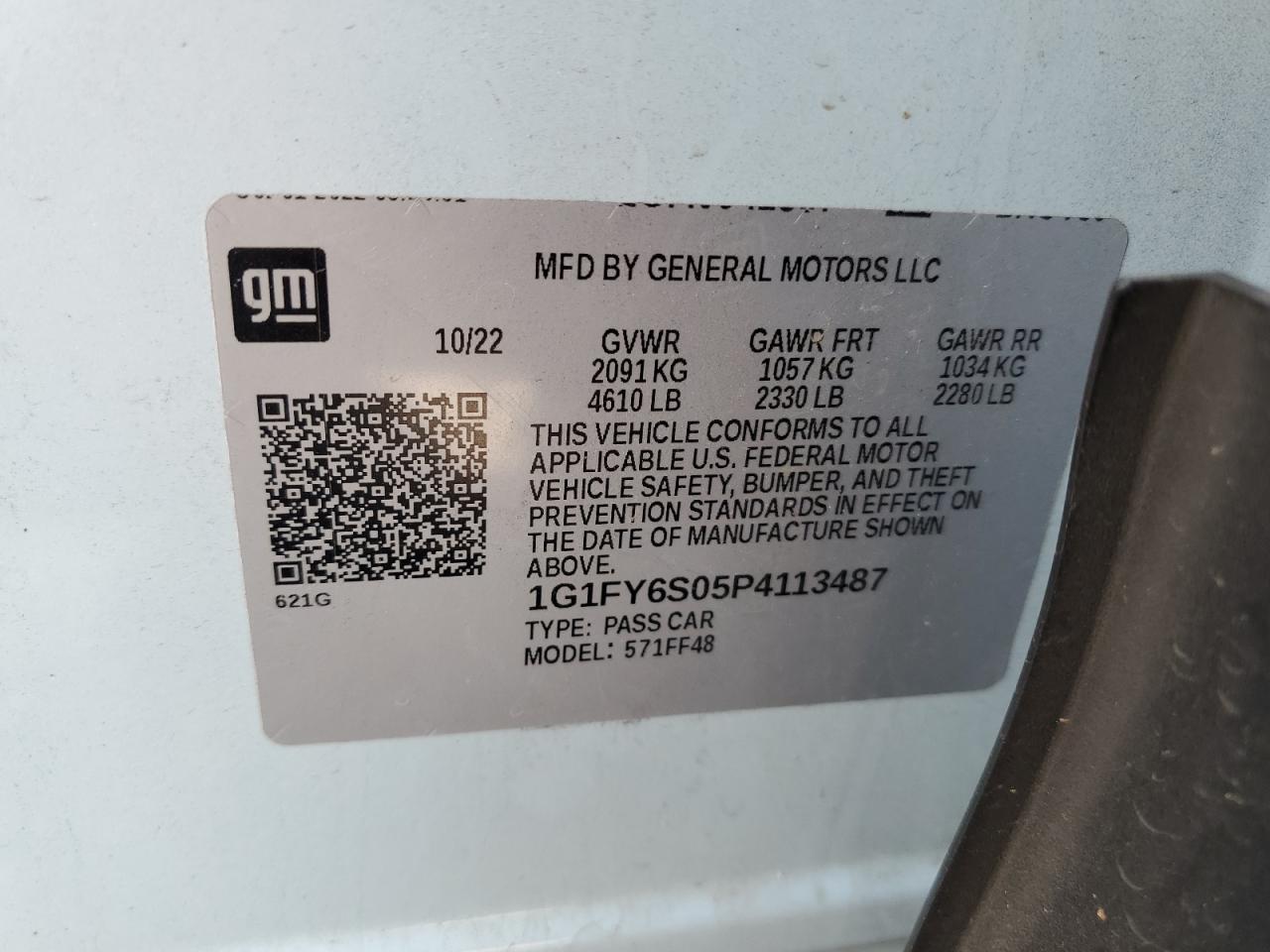 2023 CHEVROLET BOLT EUV LT VIN:1G1FY6S05P4113487