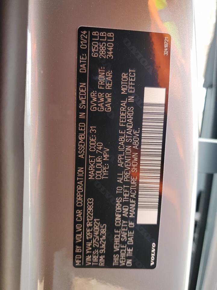 2024 VOLVO XC90 PLUS VIN:YV4L12PE1R1229833