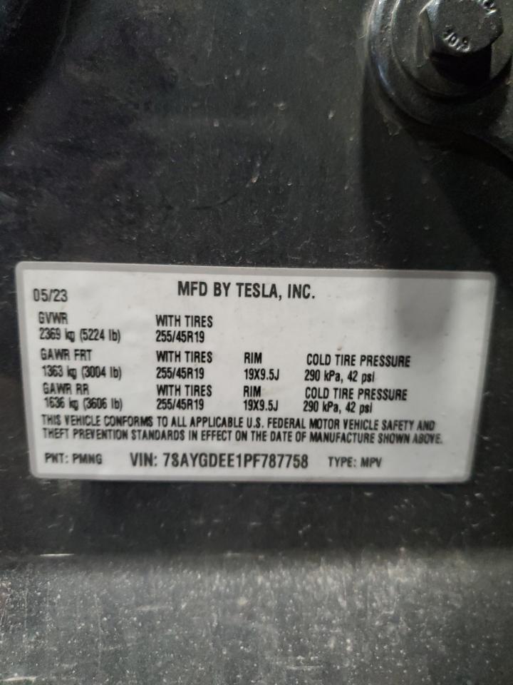 2023 TESLA MODEL Y  VIN:7SAYGDEE1PF787758