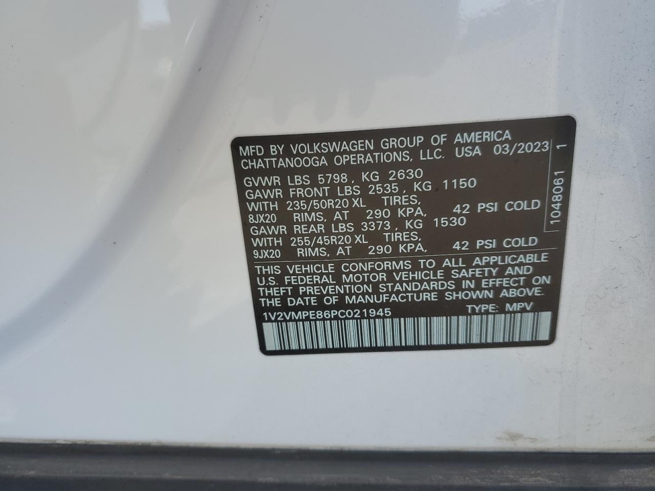 2023 VOLKSWAGEN ID.4 PRO S VIN:1V2VMPE86PC021945