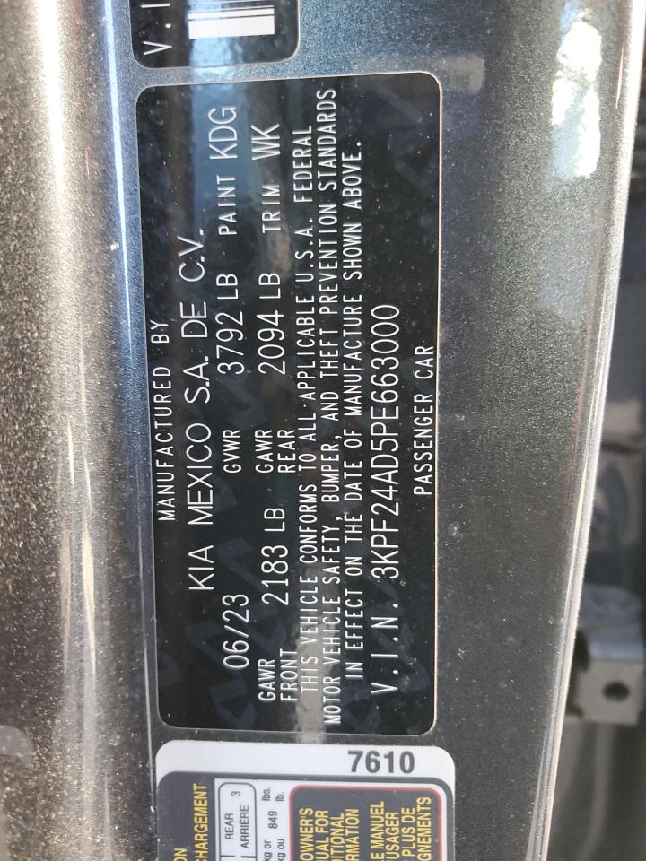 2023 KIA FORTE LX VIN:3KPF24AD5PE663000