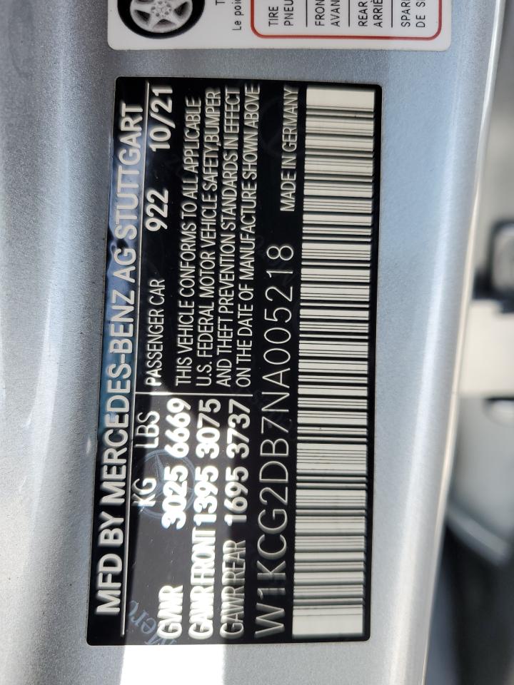 2022 MERCEDES-BENZ EQS SEDAN 450+ VIN:W1KCG2DB7NA005218