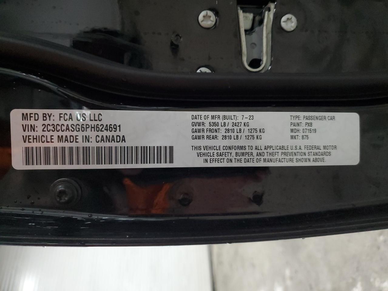 2023 CHRYSLER 300 TOURING L VIN:2C3CCASG6PH624691