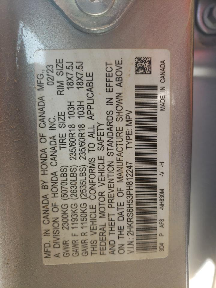 2023 HONDA CR-V SPORT VIN:2HKRS6H53PH812247