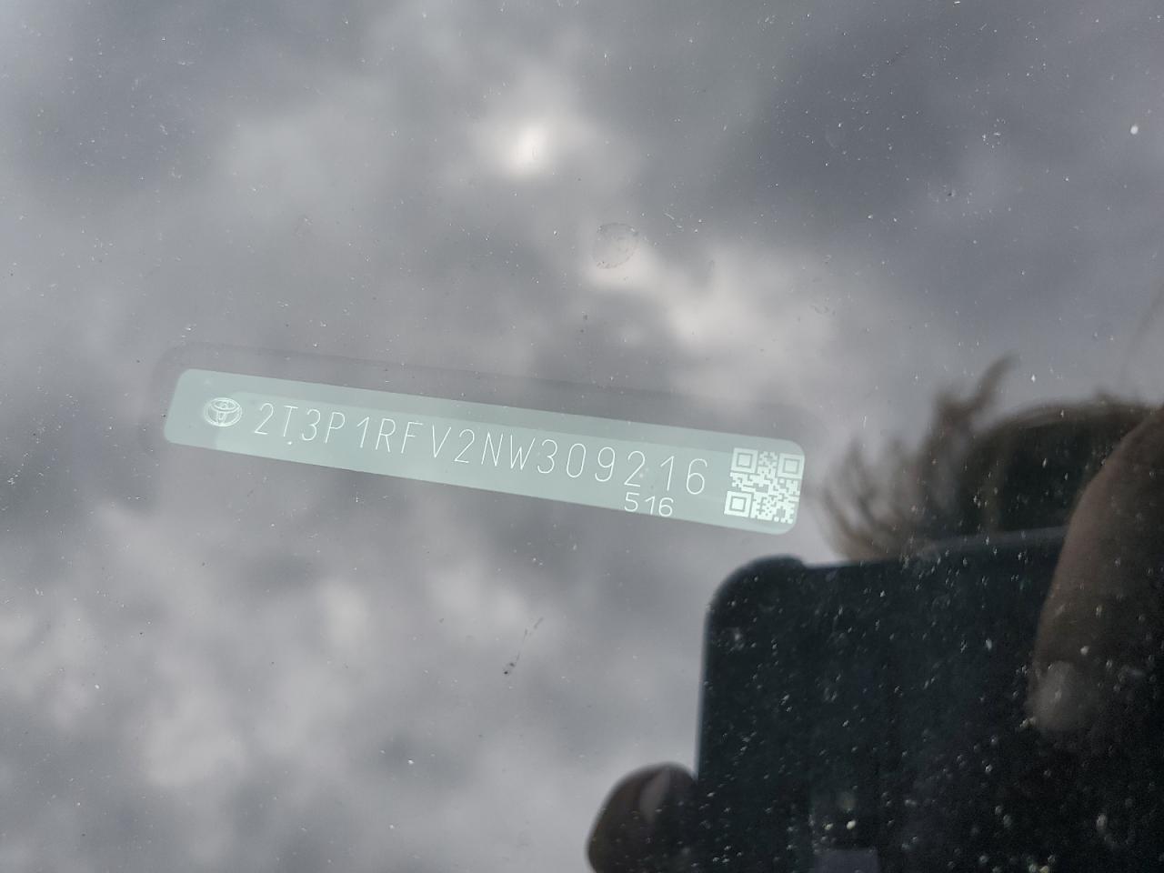 2022 TOYOTA RAV4 XLE VIN:2T3P1RFV2NW309216