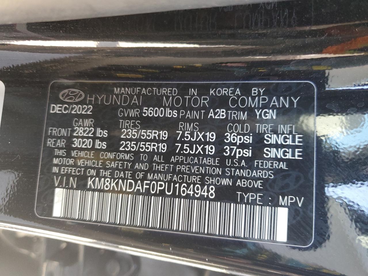 2023 HYUNDAI IONIQ 5 SEL VIN:KM8KNDAF0PU164948