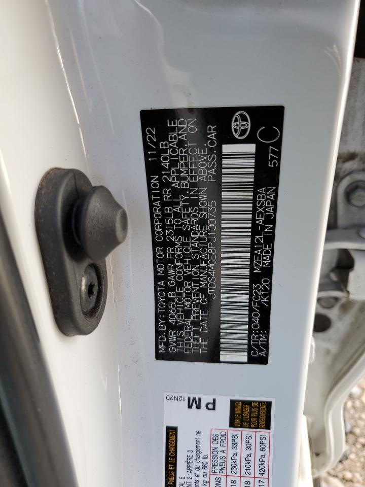 2023 TOYOTA COROLLA SE VIN:JTDS4MCE8PJ100735