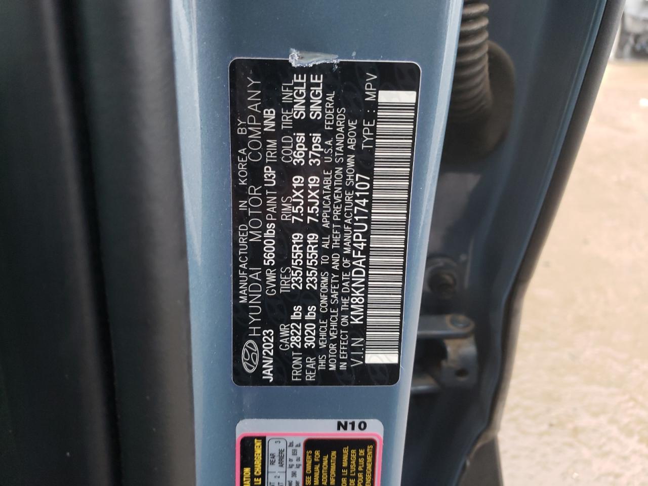 2023 HYUNDAI IONIQ 5 SEL VIN:KM8KNDAF4PU174107