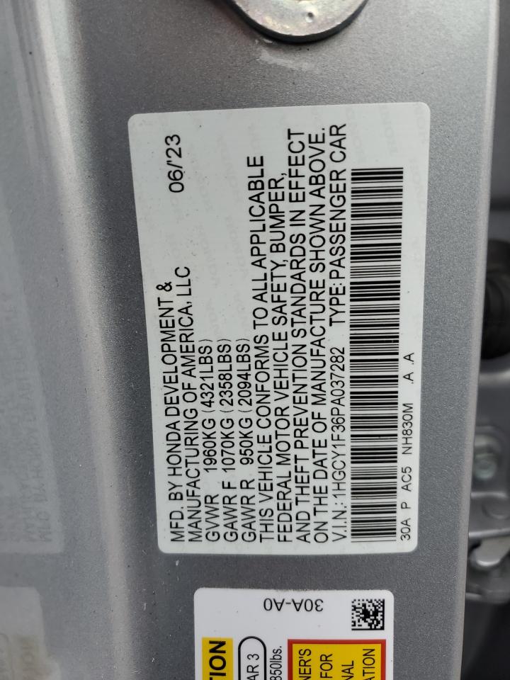 2023 HONDA ACCORD EX VIN:1HGCY1F36PA037282