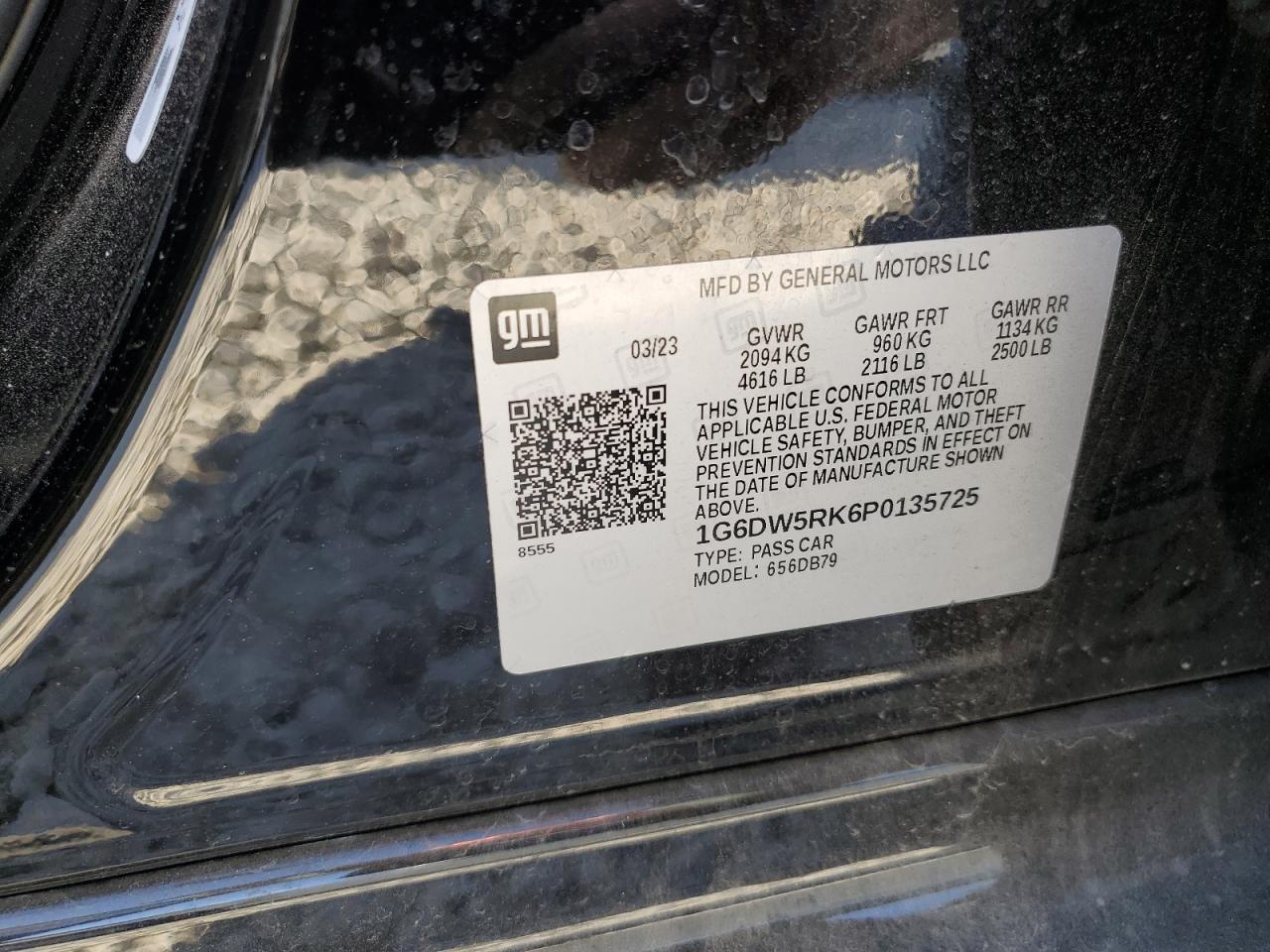 2023 CADILLAC CT5 LUXURY VIN:1G6DW5RK6P0135725