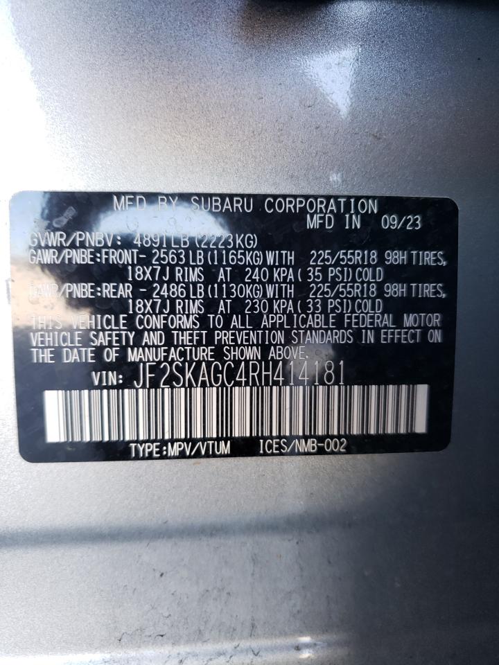 2024 SUBARU FORESTER SPORT VIN:JF2SKAGC4RH414181