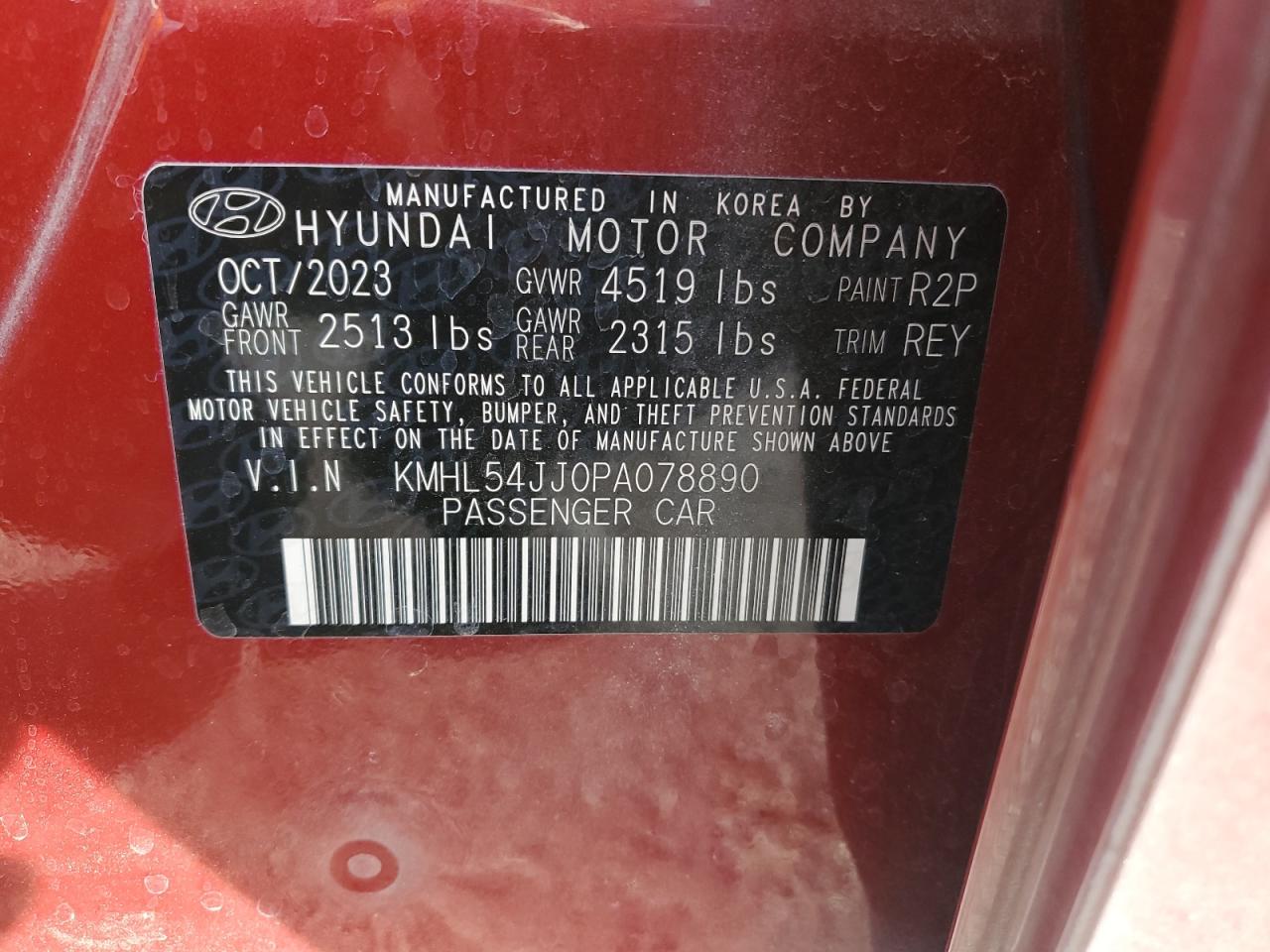 2023 HYUNDAI SONATA HYBRID VIN:KMHL54JJ0PA078890