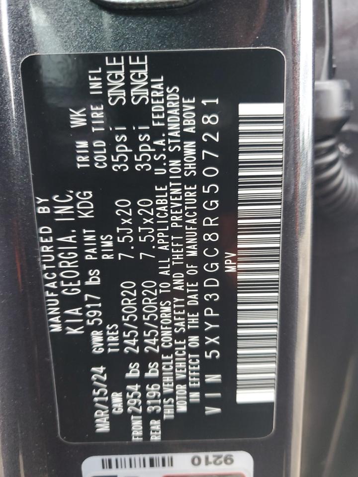 2024 KIA TELLURIDE EX VIN:5XYP3DGC8RG507281