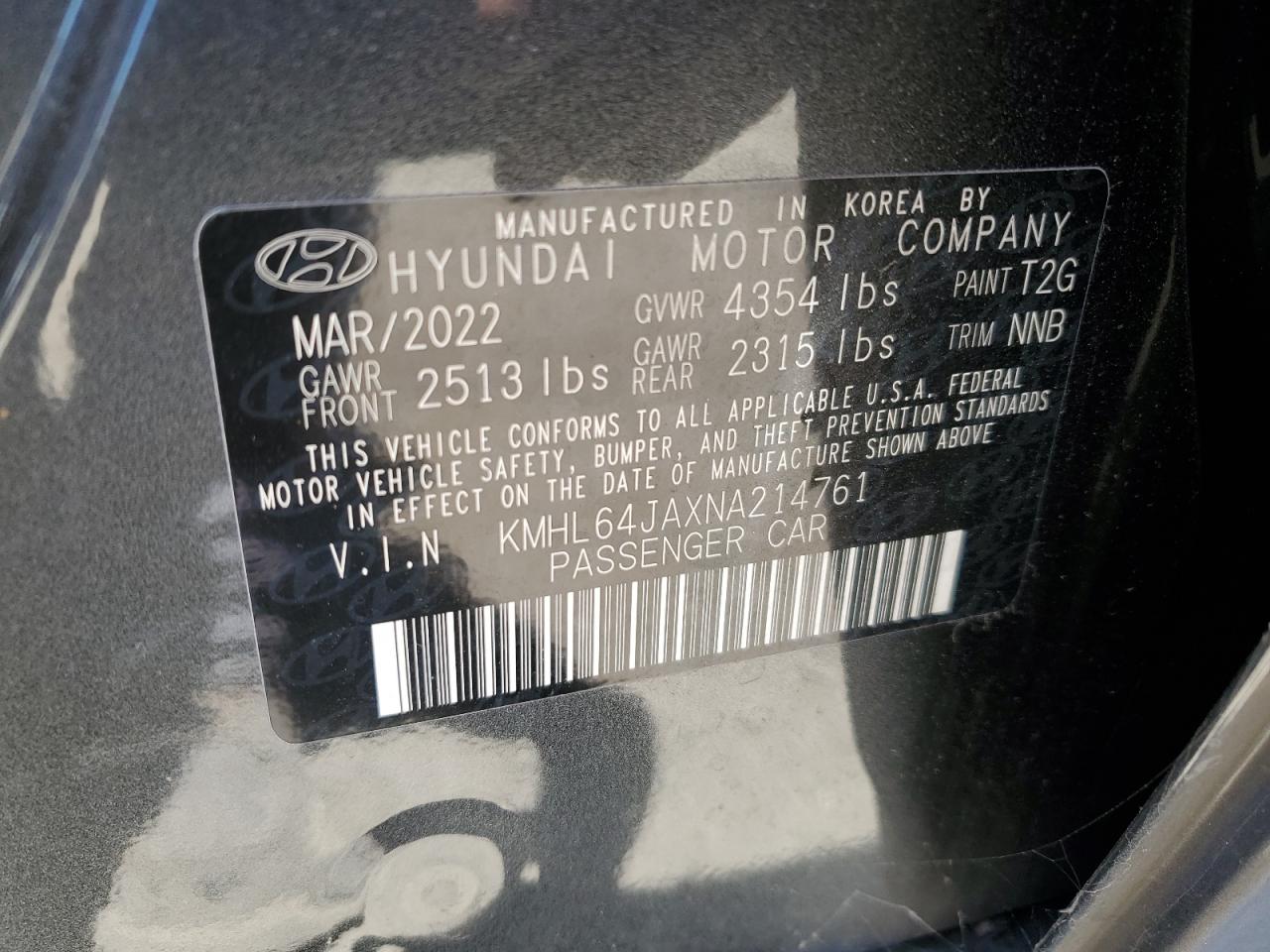 2022 HYUNDAI SONATA SEL VIN:KMHL64JAXNA214761