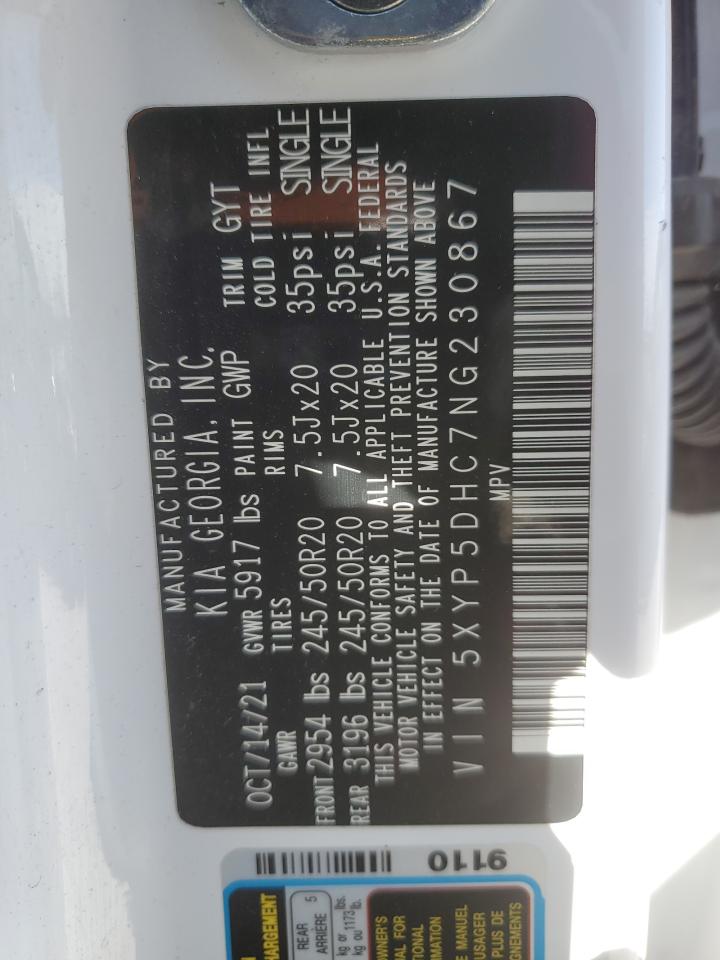 2022 KIA TELLURIDE SX VIN:5XYP5DHC7NG230867