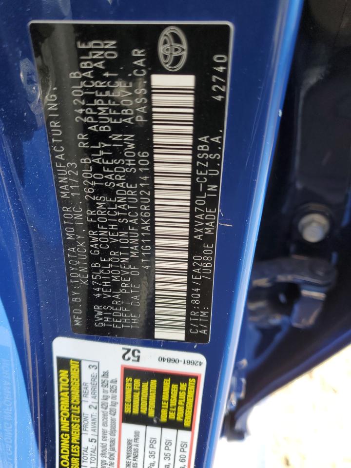 2024 TOYOTA CAMRY SE NIGHT SHADE VIN:4T1G11AK6RU214106