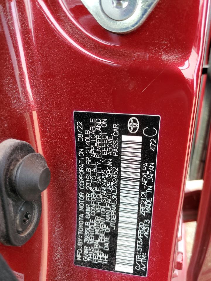 2022 TOYOTA COROLLA LE VIN:JTDEPMAE3NJ232452