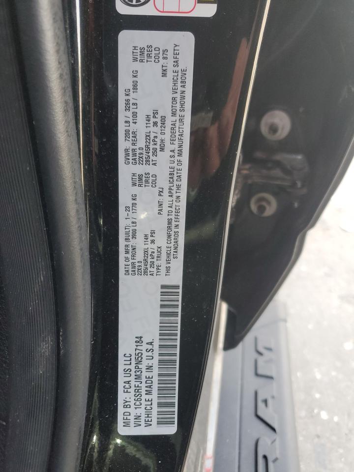 2023 RAM 1500 LARAMIE VIN:1C6SRFJM3PN557184