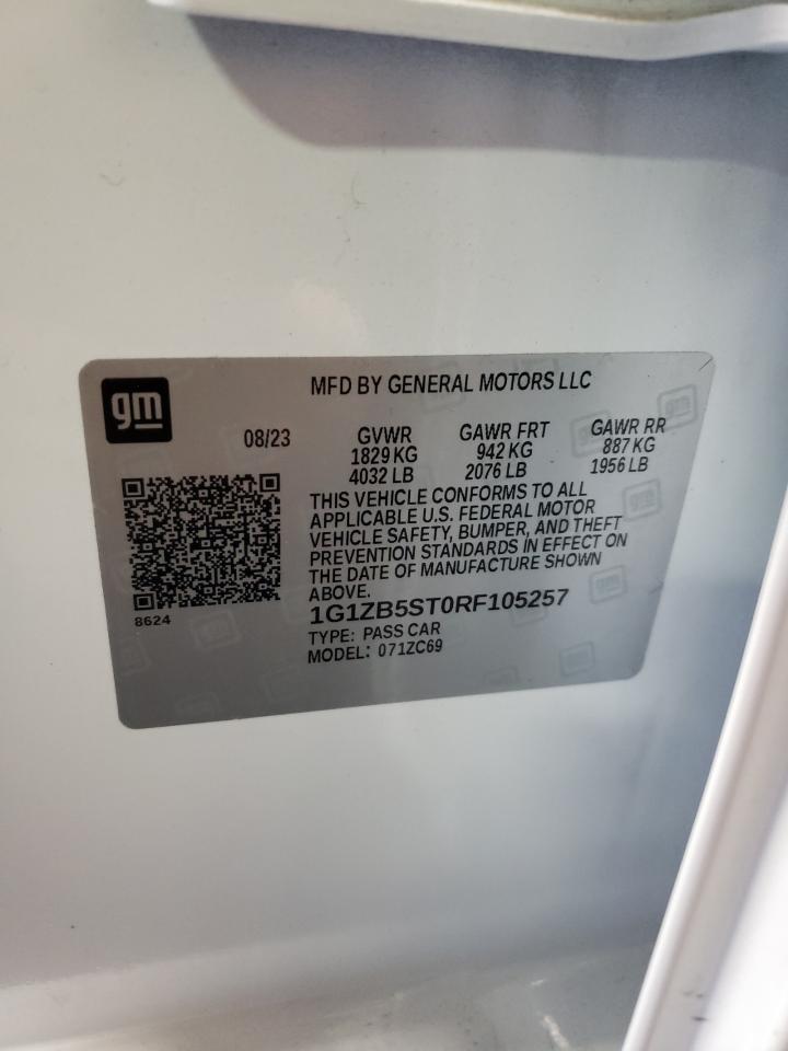 2024 CHEVROLET MALIBU LS VIN:1G1ZB5ST0RF105257