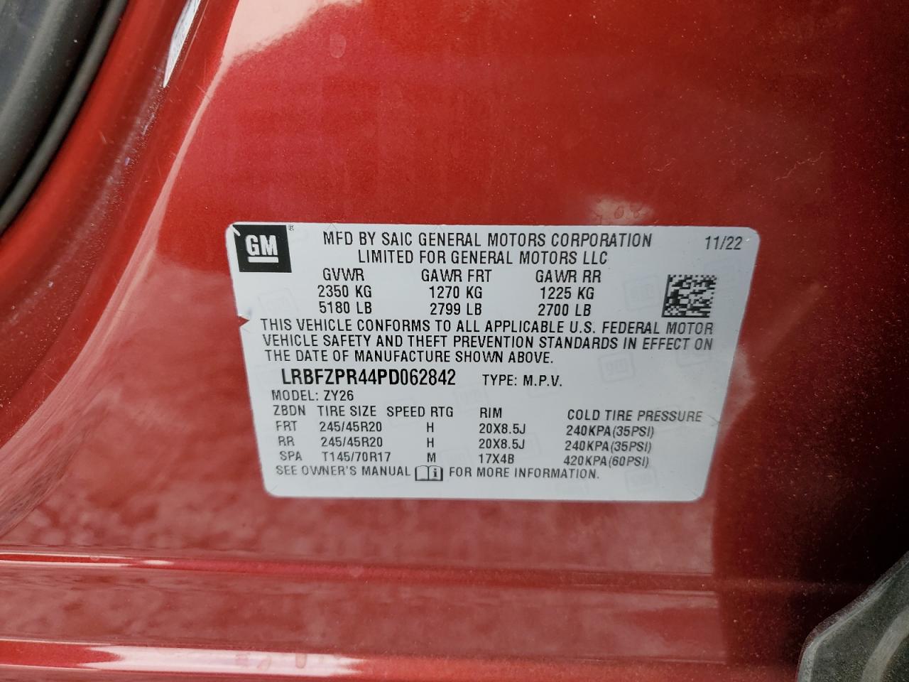 2023 BUICK ENVISION ESSENCE VIN:LRBFZPR44PD062842