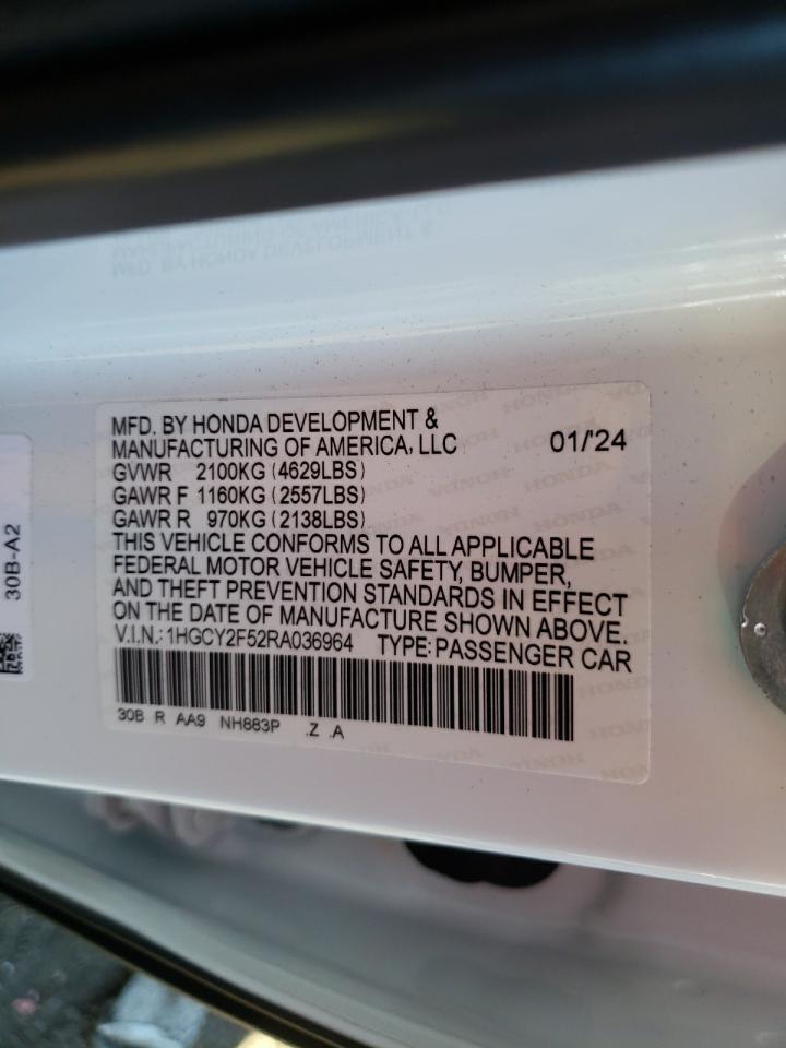 2024 HONDA ACCORD HYBRID SPORT VIN:1HGCY2F52RA036964