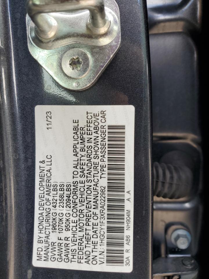 2024 HONDA ACCORD EX VIN:1HGCY1F3XRA022982