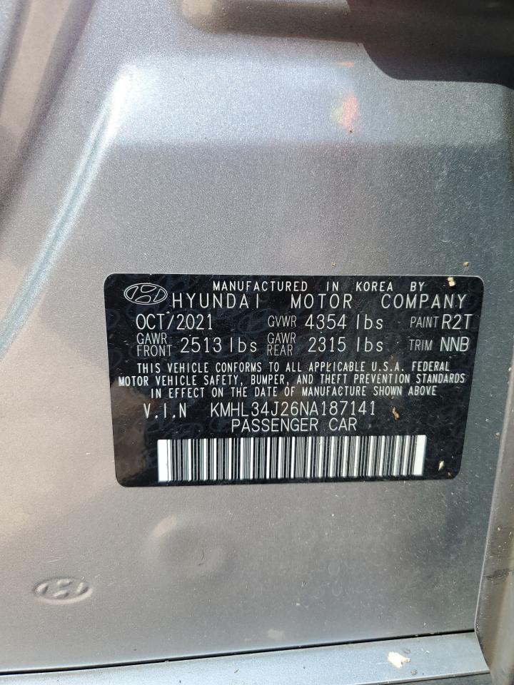 2022 HYUNDAI SONATA LIMITED VIN:KMHL34J26NA187141