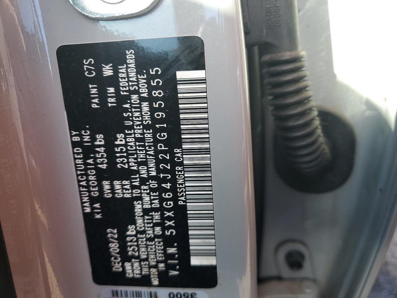 2023 KIA K5 GT LINE VIN:5XXG64J22PG195855