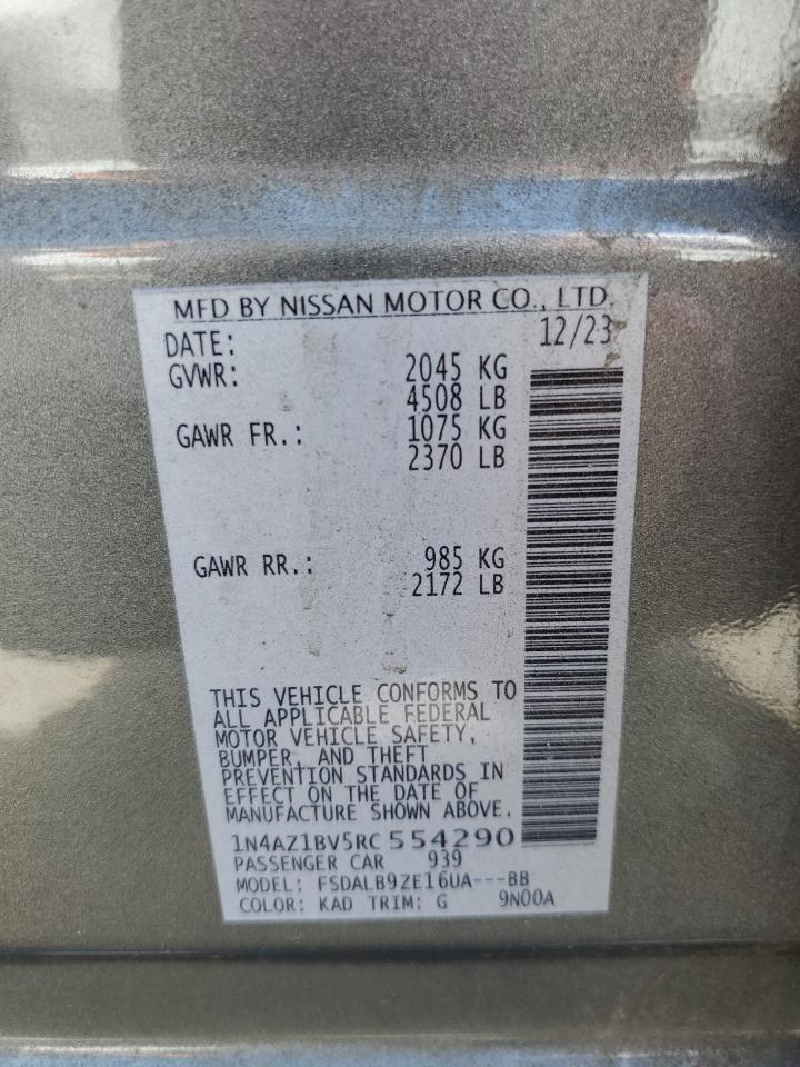 2024 NISSAN LEAF S VIN:1N4AZ1BV5RC554290