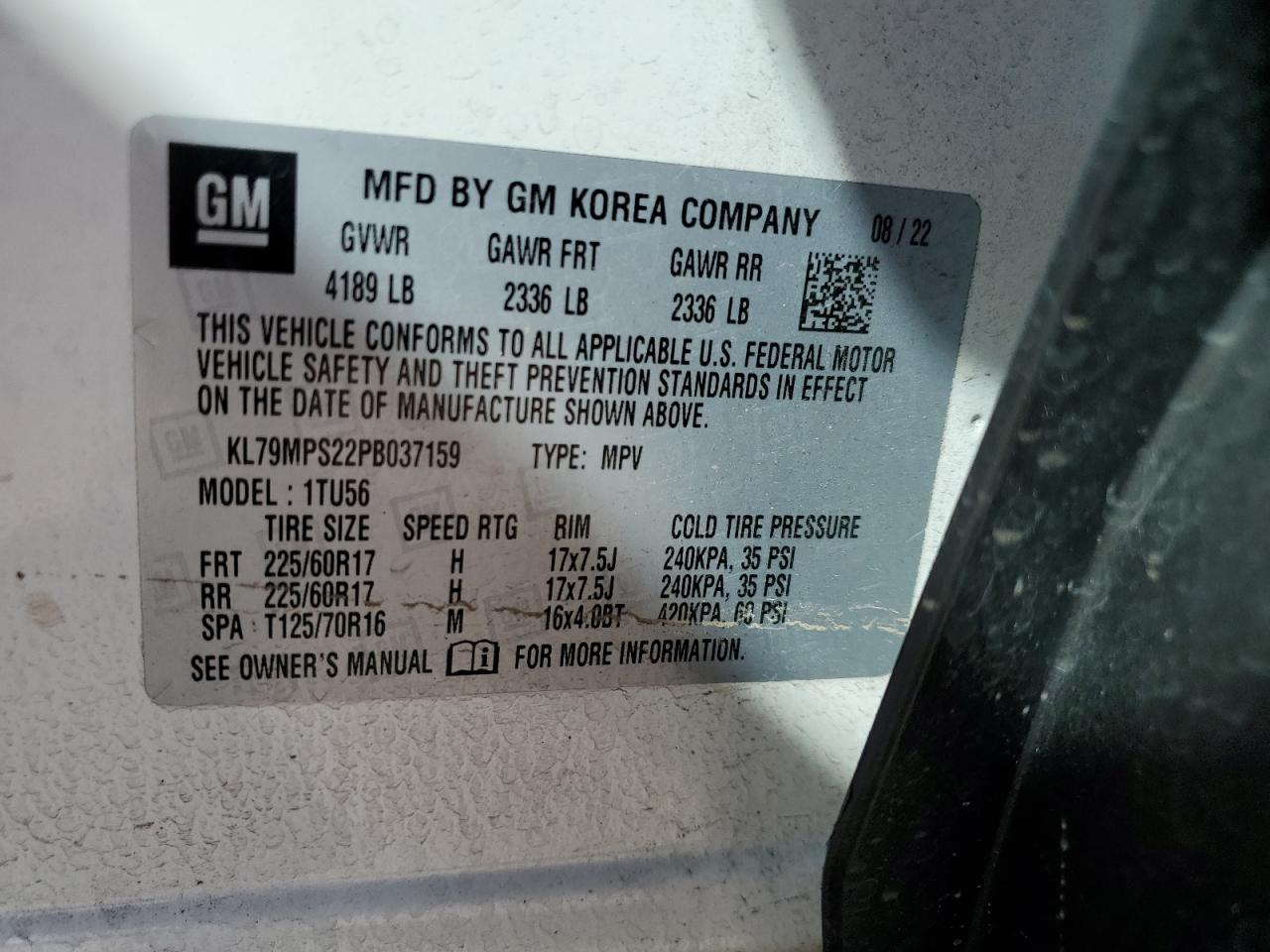 2023 CHEVROLET TRAILBLAZER LT VIN:KL79MPS22PB037159