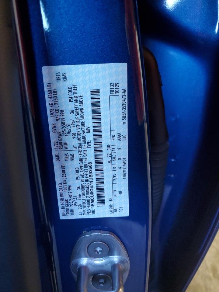2022 FORD ESCAPE SE VIN:1FMCU0G67NUB92668