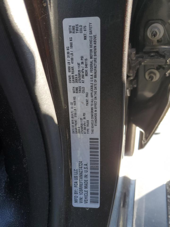 2022 RAM 1500 BIG HORN/LONE STAR VIN:1C6RREFTXNN274724