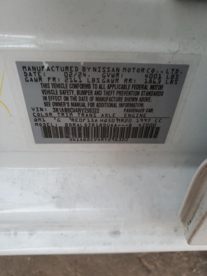 2024 NISSAN SENTRA SV VIN:3N1AB8CV4RY298322