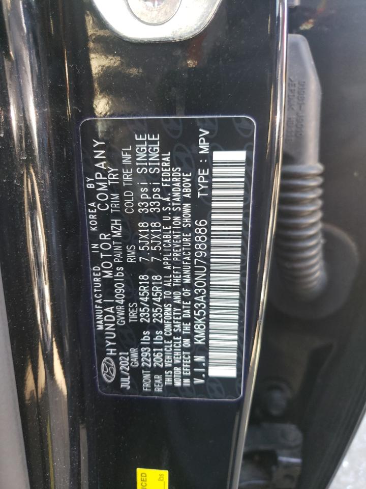 2022 HYUNDAI KONA LIMITED VIN:KM8K53A30NU798886