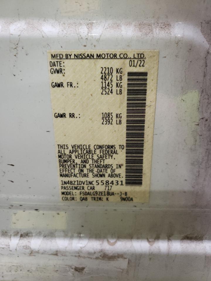 2022 NISSAN LEAF SL PLUS VIN:1N4BZ1DV1NC558431