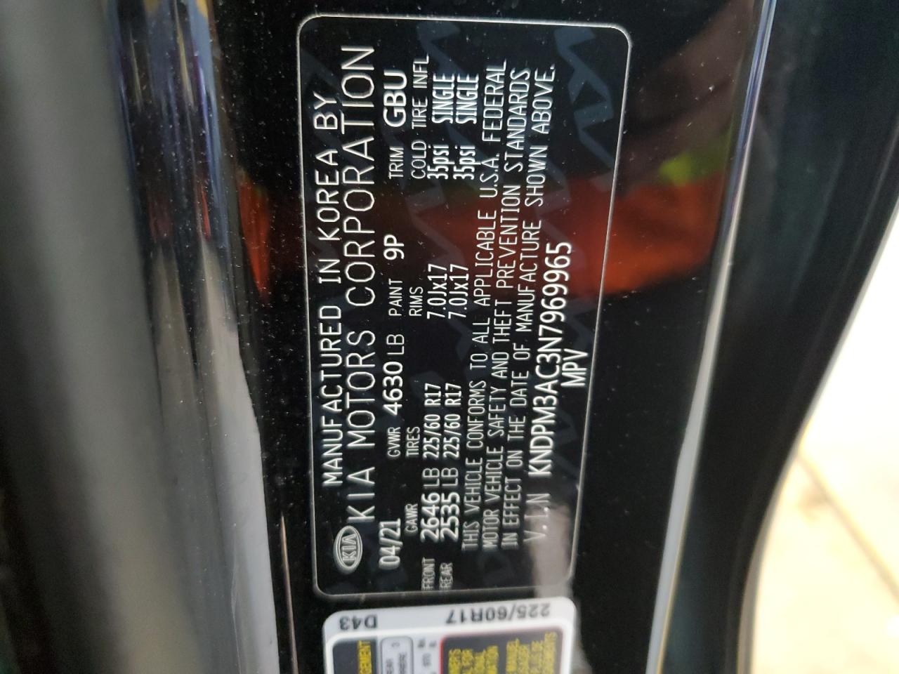 2022 KIA SPORTAGE LX VIN:KNDPM3AC3N7969965