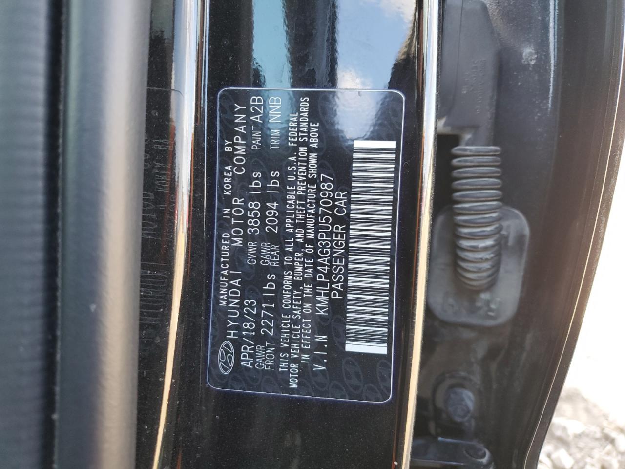 2023 HYUNDAI ELANTRA LIMITED VIN:KMHLP4AG3PU570987