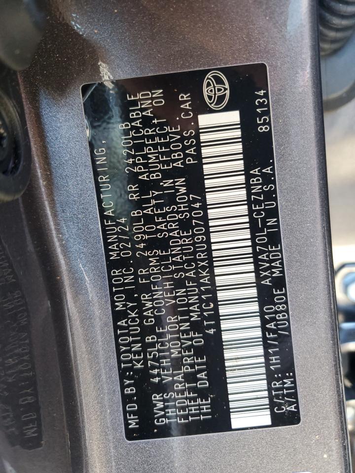 2024 TOYOTA CAMRY LE VIN:4T1C11AKXRU907047